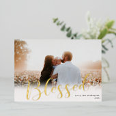 白エレガント金ゴールドホイル賛美写真 箔シーズンカード (立ち正面)