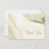 白エレガント金ゴールドマーブル結婚ズ サンキューカード (正面)