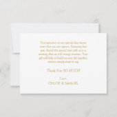 白エレガント金ゴールドマーブル結婚ズ サンキューカード (裏面)