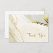 白エレガント金ゴールドマーブル結婚ズ サンキューカード (正面/裏面)