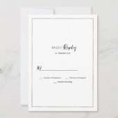 白エレガント金ゴールドミニマRSVP 招待状 (正面)