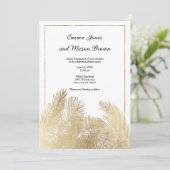 白エレガント金ゴールドヤシの木のトロピカル結婚的な 招待状 (スタンド正面)