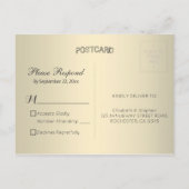 白エレガント金ゴールドリボンレッドダイヤモンドウェディングRSVP インビテーションポストカード (裏面)