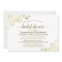 白エレガント金ゴールドレースブライダルシャワー
