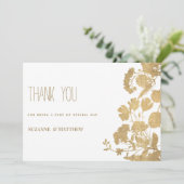 白エレガント金ゴールドワイルドフラワー贅沢ありがとう 招待状 (スタンド正面)