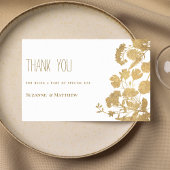 白エレガント金ゴールドワイルドフラワー贅沢ありがとう 招待状