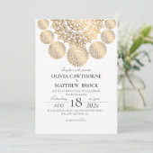 白エレガント金ゴールド伝統的マンダラ結婚ズ 招待状 (スタンド正面)