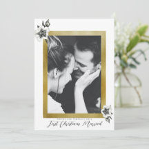 白エレガント金ゴールド初めてのクリスマス結婚した写真