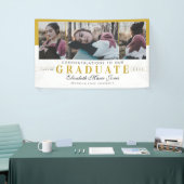 白エレガント金ゴールド卒業3写真 横断幕 (トレードショー)