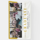 白エレガント金ゴールド卒業3写真 横断幕 (縦)