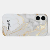 白エレガント金ゴールド大理石モダンユニーク Case-Mate iPhoneケース (裏面 (横))