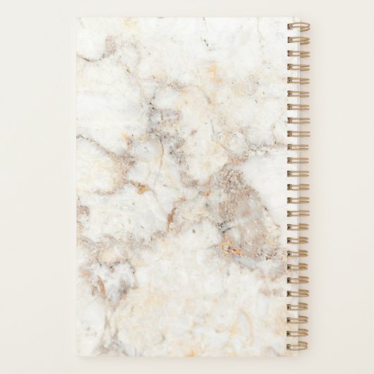 白エレガント金ゴールド大理石写真ウェディングプランナー プランナー手帳 (裏面)