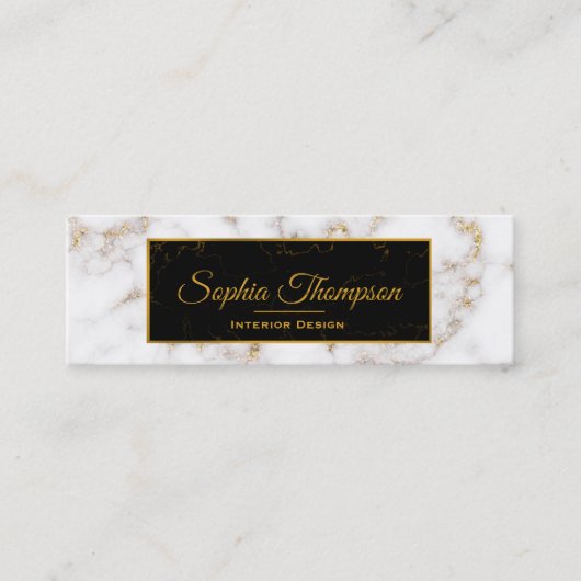 白エレガント金ゴールド大理石名 – 名刺 (正面)