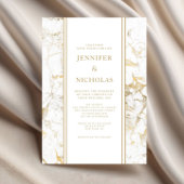 白エレガント金ゴールド大理石結婚の 招待状