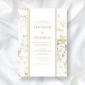 白エレガント金ゴールド大理石結婚の 招待状