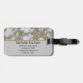 白エレガント金ゴールド大理石 |モノグラムカスタム ラゲッジタグ (裏面横)