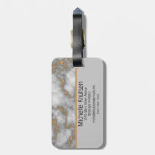 白エレガント金ゴールド大理石 |モノグラムカスタム ラゲッジタグ (裏面縦)