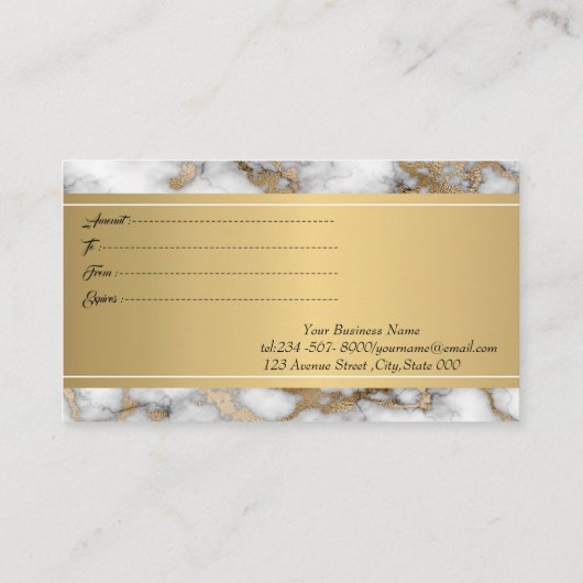 白エレガント金ゴールド大理石 割引カード (裏面)