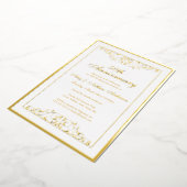 白エレガント金ゴールド旋回50周年結婚記念 箔招待状 (回転した状態)