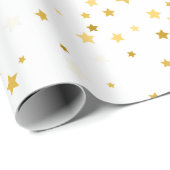 白エレガント金ゴールド星 ラッピングペーパー (ロールコーナー)