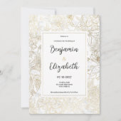 白エレガント金ゴールド灰色の大理石フローラ結婚 招待状
