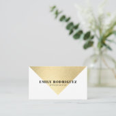 白エレガント金ゴールド箔カラーブロックミニマリスト 名刺 (スタンド正面)