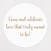 白エレガント金ゴールド結婚式招待状 ラベル (デザイン2)