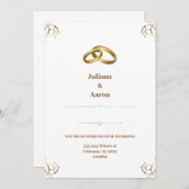 白エレガント金ゴールド結婚式招待状 招待状 (正面/裏面)