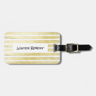 白エレガント金ゴールド絵を描ストライプの箔 ラゲッジタグ