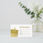白エレガント金ゴールド美しい贈与証 割引カード (スタンド正面)
