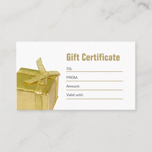 白エレガント金ゴールド美しい贈与証 割引カード (正面)