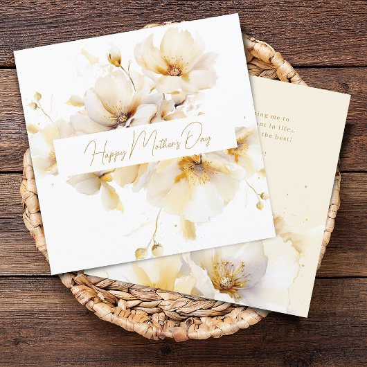 白エレガント金ゴールド花母の日 シーズンカード