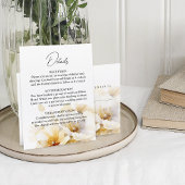 白エレガント金ゴールド花結婚の詳細QRコード エンクロージャーカード