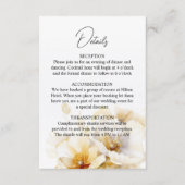 白エレガント金ゴールド花結婚の詳細QRコード エンクロージャーカード (正面)