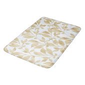 白エレガント金ゴールド葉グリーボタニカル バスマット (アングル)