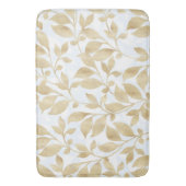 白エレガント金ゴールド葉グリーボタニカル バスマット (正面縦)