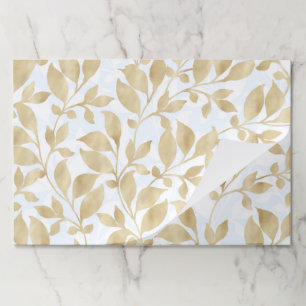 白エレガント金ゴールド葉グリーボタニカル ペーパーパッド