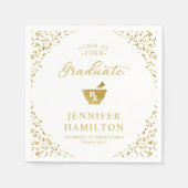白エレガント金ゴールド薬学学校卒業 スタンダードカクテルナプキン (正面)