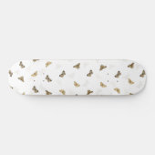 白エレガント金ゴールド蝶 スケートボード (横)