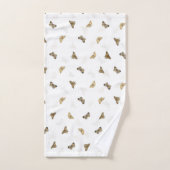 白エレガント金ゴールド蝶 バスタオルセット (ハンドタオル)