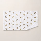 白エレガント金ゴールド蝶 バスタオルセット (ハンドタオル)