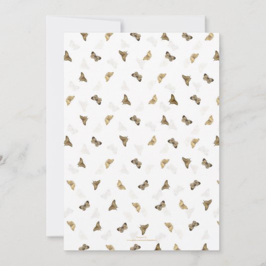 白エレガント金ゴールド蝶 招待状 (裏面)