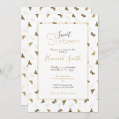 白エレガント金ゴールド蝶 招待状 (正面/裏面)