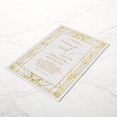 白エレガント金ゴールド装飾結婚枠 箔招待状 (回転した状態)