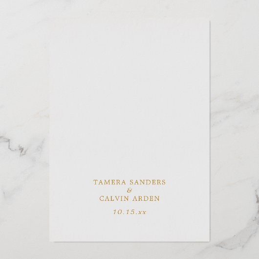 白エレガント金ゴールド装飾結婚枠 箔招待状 (裏面)