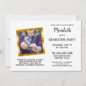 白エレガント金ゴールド2フォトトレンディー卒業パーティー 招待状 (裏面)