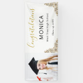 白エレガント金ゴールド2021卒業フォトバナー 横断幕 (縦)