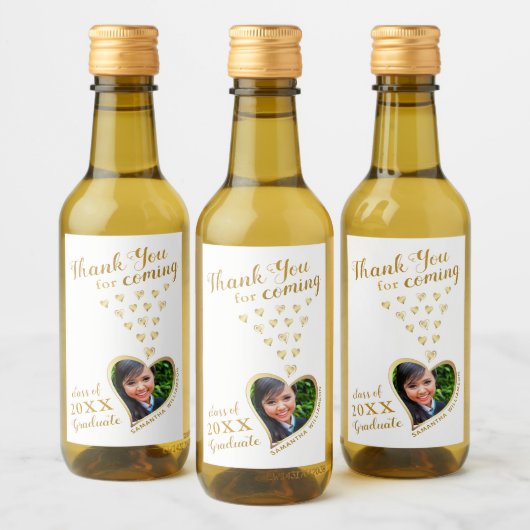 白エレガント金ゴールド2025年卒業のお願い ワインラベル (ボトル)