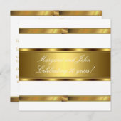 白エレガント金ゴールド50周年記念パーティーイベント 招待状 (正面/裏面)