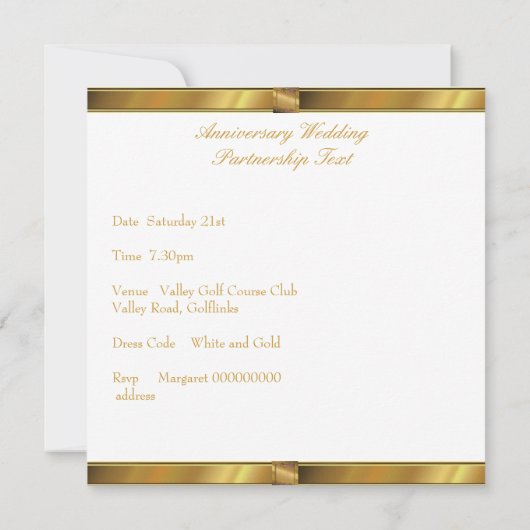 白エレガント金ゴールド50周年記念パーティーイベント 招待状 (裏面)